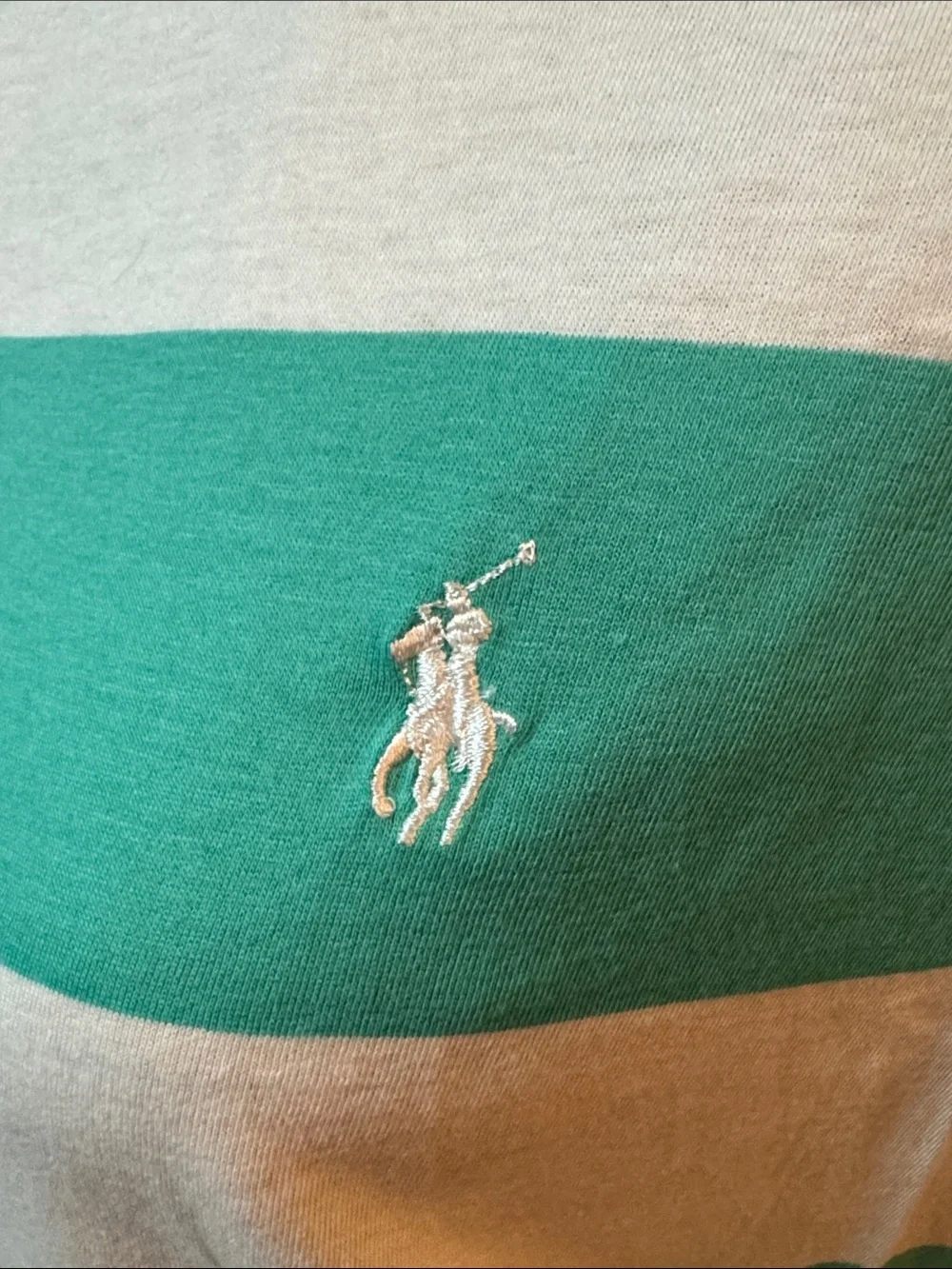 Ralph Lauren Aqua and White Striped Polo Tee. Size XL. NWT